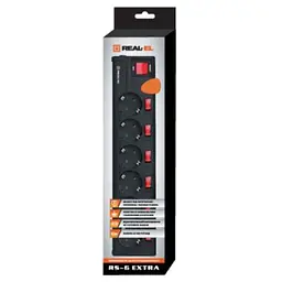 Мережевий фільтр живлення REAL-EL RS-6 EXTRA 5m, black (EL122300003) - мініатюра 2