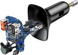 Автомобільний FM-модулятор Baseus T-Typed Bluetooth CCTM-B01 (2USB/1Type-C/36W) Чорний - мініатюра 3