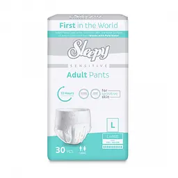 Підгузки-трусики для дорослих Sleepy Sensitive Adult pants L (110-150 см) контроль запаху 30 шт.
