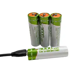 Акумуляторні батарейки AA USB Type-C Li-ion 1,5 В, 4 шт. у комплекті та зарядний кабель