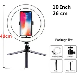 Селфі кільце світлодіодне на штативі з тримачем для телефону Selfie ring light, діаметром 26 см, 3 кольори підсвічування (100612) - мініатюра 2
