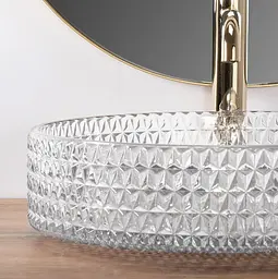 Умивальник Rea Cristal 39 transparent накладний REA-U8881, Прозорий - мініатюра 3