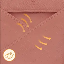 Рушник з капюшоном Lionelo Muslin Hooded Towel Red Coral 80х80 см - мініатюра 4