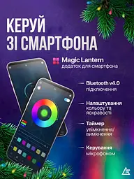 Розумна світлодіодна гірлянда RGB 3 м /30 LED, вулична та інтер’єрна, Bluetooth App Control +ДК +USB, мультиколір (9028124217) - мініатюра 5