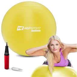 Фітбол Hop-Sport 55см жовтий + насос 2020 - мініатюра 3