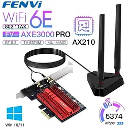 Мережева карта Fenvi FV-AXE3000PRO Bluetooth 5.3 + Wi-Fi 2.4 / 5 / 6 GHz PCI-E з виносними антенами (18843) - мініатюра 4