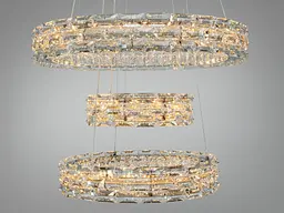 Підвісна LED-люстра Diasha 7896/500+400+300CH з трьома кришталевими кільцями, пультом, 70 W, CH, 53 см, 12-20m2 - мініатюра 2