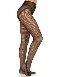 Стрип-колготки Leg Avenue Crotchless Net Tights with Heart Backseam, One Size, чорні, з доступом - мініатюра 1