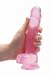 Фалоімітатор RealRock Crystal Clear 8" 21 см (рожевий) - мініатюра 7