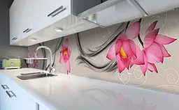 Кухонний фартух Лотос і Візерунки ПВХ 60х250 см вініловий самоклеючий Абстракція Бежевий Happy Pocket Z184006 - мініатюра 5