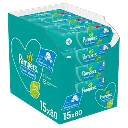 Уцінка. Набір дитячих вологих серветок Pampers Baby Fresh Clean, 1200 шт. (15 упаковок по 80 шт.)