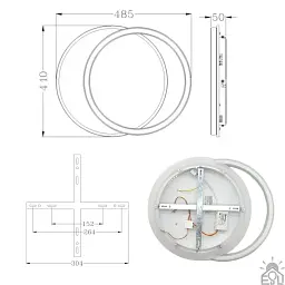 Керована світлодіодна люстра STANDART 80W 2R-ON/OFF-485х410х50-WHITE ESLLSE - мініатюра 8