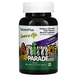 Мультивітаміни та мінерали для дітей, виноград, Children's Chewable Multi-Vitamin & Mineral, Nature's Nature's Plus vit0001854