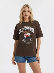 Футболка жіноча тай-дай з принтом California 20379 S коричнева