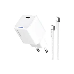 Зарядний пристрій ColorWay GaN Mini 25W PD Port PPS USB-C white cable Type-C (CW-CHS052PDC-WT)