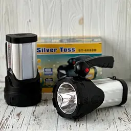 Ліхтар прожектор акумуляторний світлодіодний 10W та 28 LED бічний лампою світильником 6000 mAh Silver Toss ST-6688B сріблястий