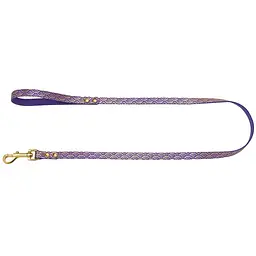 Повідець для собак BronzeDog Barksi Classic шкіряний із золотим тисненням Море S 120х1 см фіолетовий - мініатюра 2