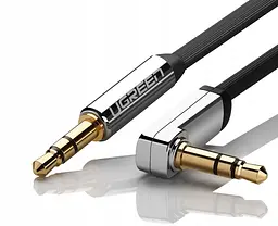 Аудіокабель UGREEN AV119 3.5mm Male to 3.5mm Male Straight to angle flat Cable 2m (чорний)(UGR-10599) - мініатюра 2