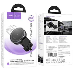 Автотримач із БЗУ HW35 Power 15W (air outlet) Black Hoco teh0029273 - мініатюра 2