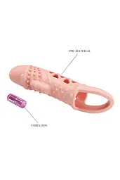 Насадка на пеніс Pretty Love Cecelia Vibrating Penis Sleeve Flesh, 18.5 см (тілесний) - мініатюра 3