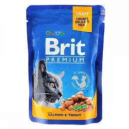 Вологий корм для кішок Brit Premium Salmon & Trout pouch 100 г (лосось та форель)