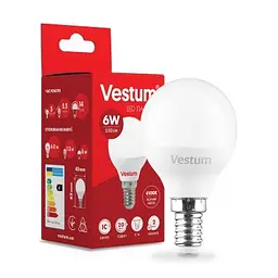 Лампочка Vestum G45 6W 4100K 220V E14 (1-VS-1203) - мініатюра 2