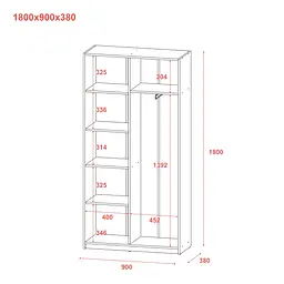 Розпашна Шафа Doros Студент Графіт/Білий 90х38х180 (44900273) - мініатюра 8