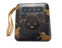 УМБ Power Bank 5000mAh повербанк з екраном та ліхтариком 4 в 1 Голова Bearbrick Black (17532)