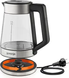 Електрочайник Gorenje 1.7 л 2 200 Вт скло нержавіюча сталь kuh0015380 - мініатюра 5