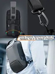 Рюкзак міський Mark Ryden 7116 на одне плече з кодовим замком USB 8 л сірий (16259) - мініатюра 6