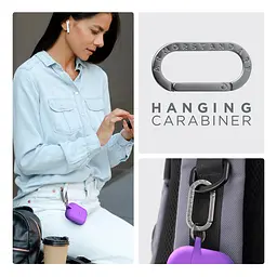 Силіконовий чохол для навушників Apple AirPods Pro 3, Hang Case, фіолетовий, ультратонкий захисний кейс товщиною 2 мм, захист від подряпин, пилу та ударів, компактний, з карабіном для кріплення, ArmorStandart (ARM88281) - мініатюра 6