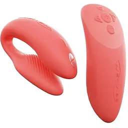 Смарт-вібратор для пар We-Vibe Chorus Crave Coral сенсорне керування вібраціями стисненням пульта - мініатюра 2