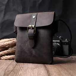 Вінтажна сумка через плече з натуральної шкіри Vintage s_15084 коричнева - мініатюра 9