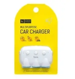 Трійник у прикурювач HOCO C1 (3 порти + 2USB/5V/3.1A) White
