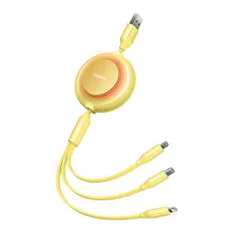 Кабель Baseus Bright Mirror 2 Series Retractable 3 in 1 Fast Charging Data Cable USB to M+L+C 3.5A 1.1 м жовтий - мініатюра 3