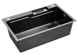 Кухонна мийка Kroner KRP Schwarze - SET7546HM PVD (3.0/0.7 мм) (CV032277) - мініатюра 3