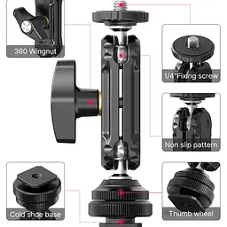 Шарнірне кріплення Ulanzi R098 Double Ball Heads with Code Shoe Mount UV-2954 R098 Black - мініатюра 5