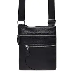 Чоловіча сумка Borsa Leather K1307 24x21x1 см Чорний (14715) - мініатюра 2