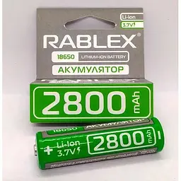 Літій-іонний акумулятор із захистом Rablex 18650 2800 mAh 3.7 V (Li-ion) Original - мініатюра 3