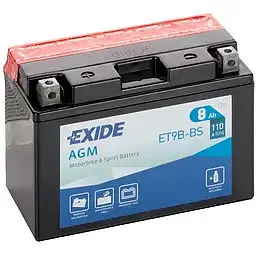 Мото акумулятор EXIDE AGM 6СТ-8Ah Аз 12В 110А (EN) ET9B-BS - мініатюра 2