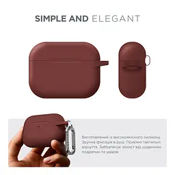 Силіконовий чохол для навушників Apple AirPods Pro 3, Hang Case, коричневий, ультратонкий захисний кейс товщиною 2 мм, захист від подряпин, пилу та ударів, компактний, з карабіном для кріплення, ArmorStandart (ARM88283) - мініатюра 2