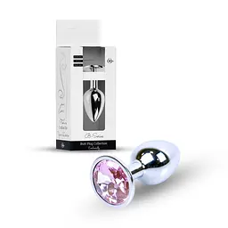 Анальна пробка срібна з рожевим кристалом Jewellery Silver Plug Light Pink