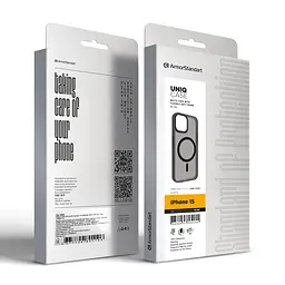 Чехол для Apple iPhone 15, Uniq MagCase, черный, противоударный, панель-накладка с MagSafe, ударопрочный TPU+PC, с магнитом MagSafe, поддержка полноценной беспроводной зарядки, ArmorStandart (ARM75265) - мініатюра 6