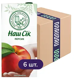 Упаковка сока Наш Сік Персиковый с мякотью 11.58 л (1.93 л х 6 шт.)