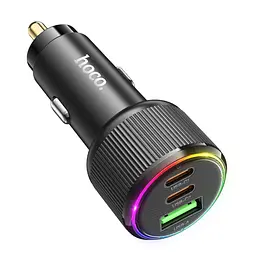 Автомобільний зарядний пристрій Hoco NZ17 USB/2 Type-C PD 75W чорний - мініатюра 4