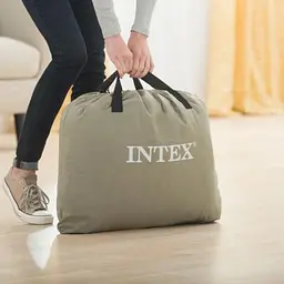 Односпальний матрац надувний з підголівником Intex Велюр 191х99х25см Чорний (46582) - мініатюра 2