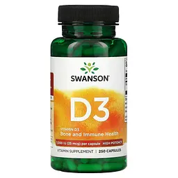 Вітамін D3 Vitamin D3 High Potency 1,000 IU (25 мкг) - 250 капсул