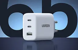 Зарядний пристрій адаптер живлення Ugreen CD275 65 W 3 port (90496) білий - мініатюра 2