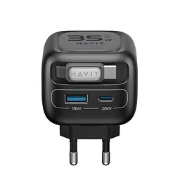 Зарядний пристрій Havit UC251 GaN 35W USB-A+USB-C + кабель USB-C (HV-UC251-BK) - мініатюра 2