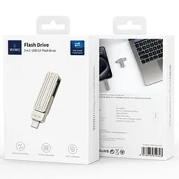 Флеш-драйв USB 3.0 Flash Drive WIWU Wi-FD001 3 in 1, 128GB Silver - мініатюра 7